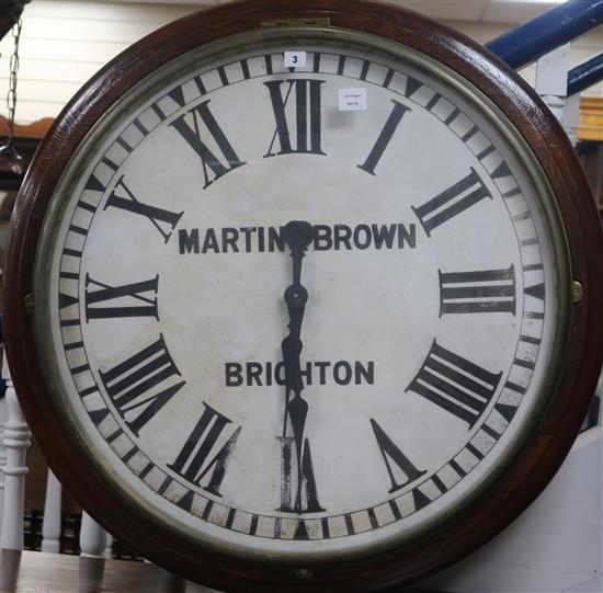 A Martin and Brown Brighton wall clock (original movement replaced with quartz movement) 91cm